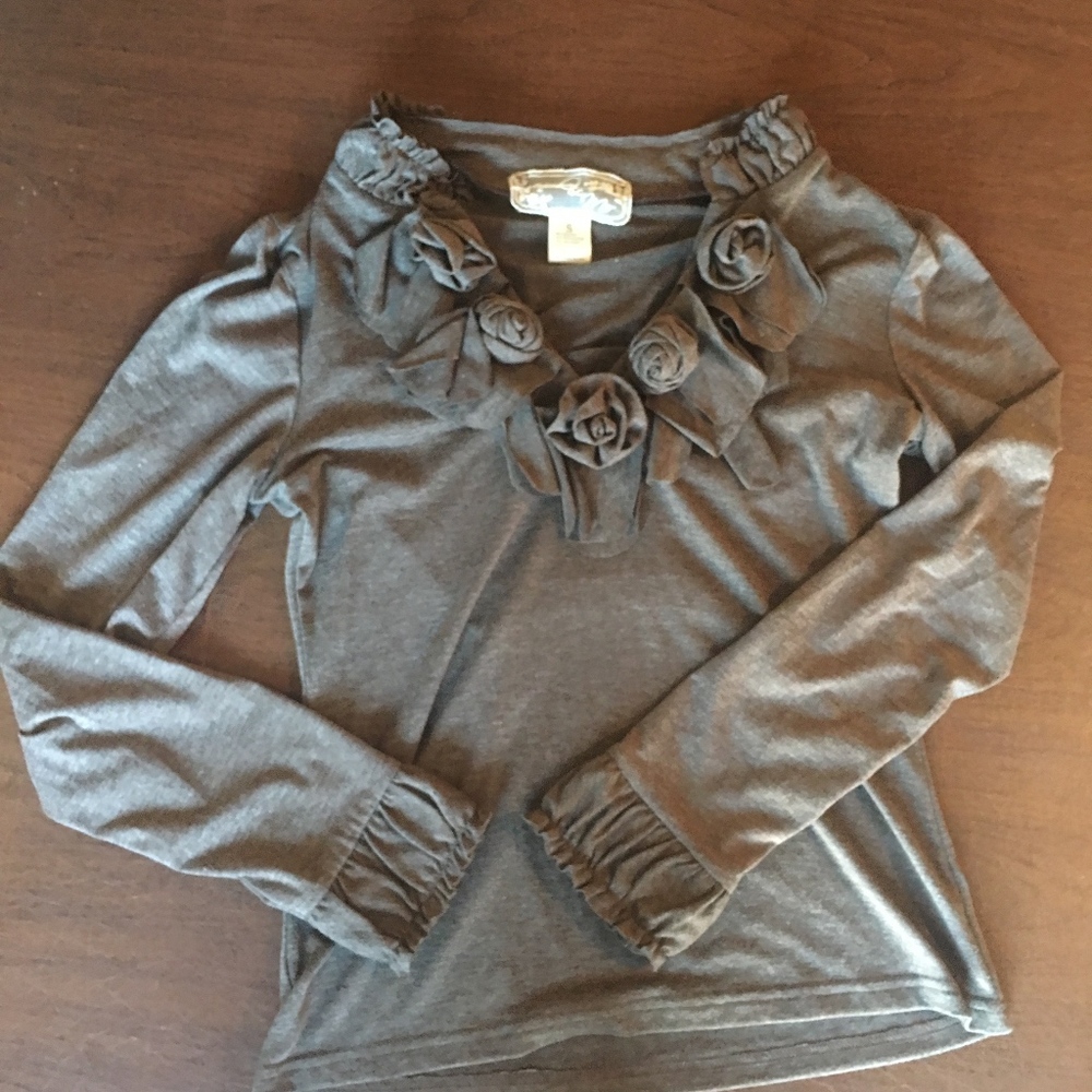 Anthropologie long sleeve top with rose neck